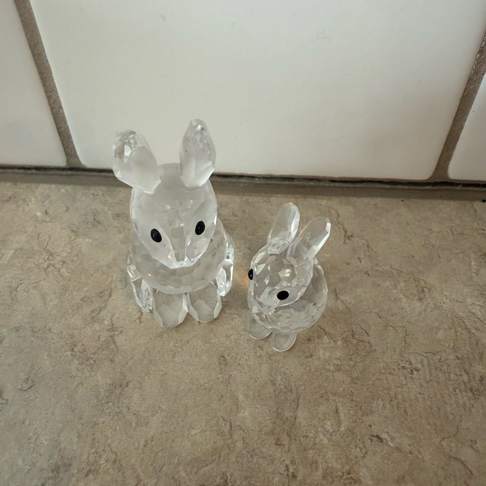 Two Vintage‎ Swarovski crystal rabbits, new in package